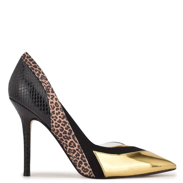 Nine West Behave Pointy Toe Gold Pumps | South Africa 89I11-8W81
